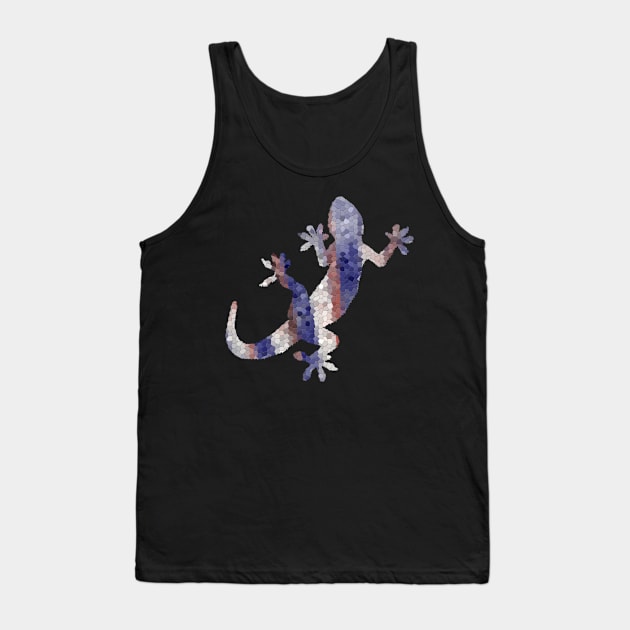 Red White Blue Mosaic Lizard Tank Top by soitwouldseem